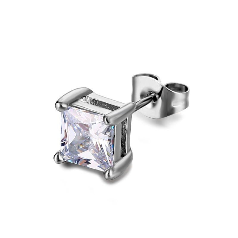 Men's Titanium Steel Zircon Stud Earring Punk Rock Stud Earring